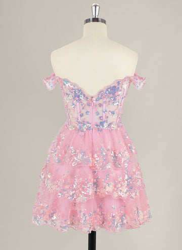 Ball-Gown/Princess Short Tulle Homecoming Dress With Sequins